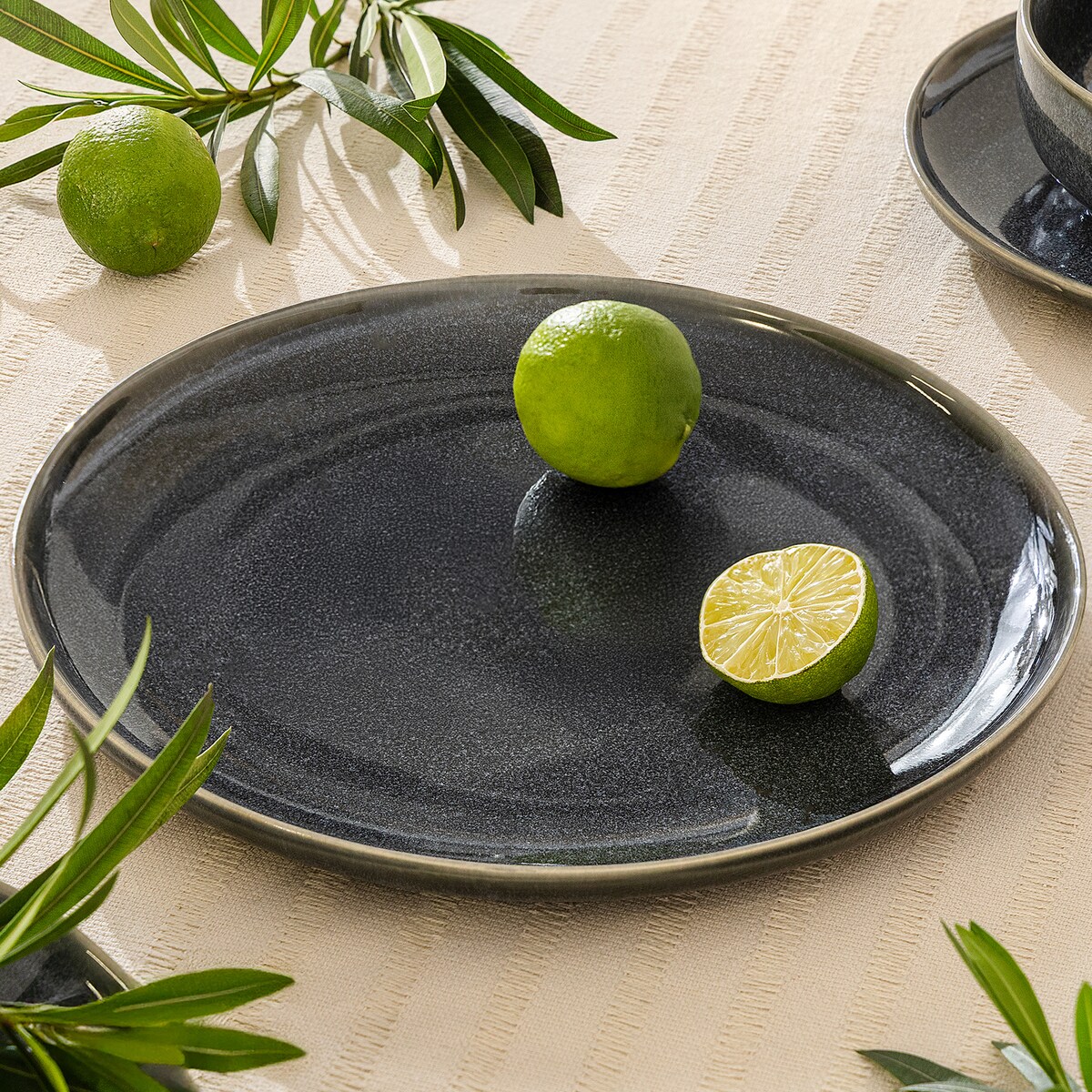 EDA Zestaw obiadowy 6 os. (18 el.), niebieski/szary/beżowy