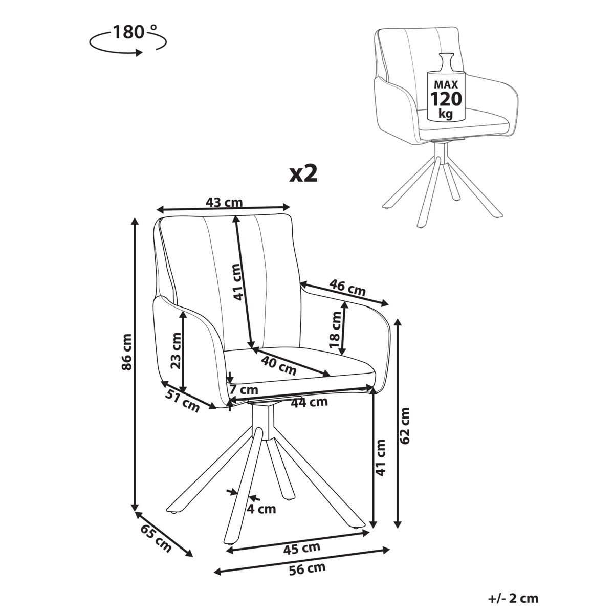 Zestaw 2 krzeseł do jadalni SARDOAL Tkanina Ciemnozielony