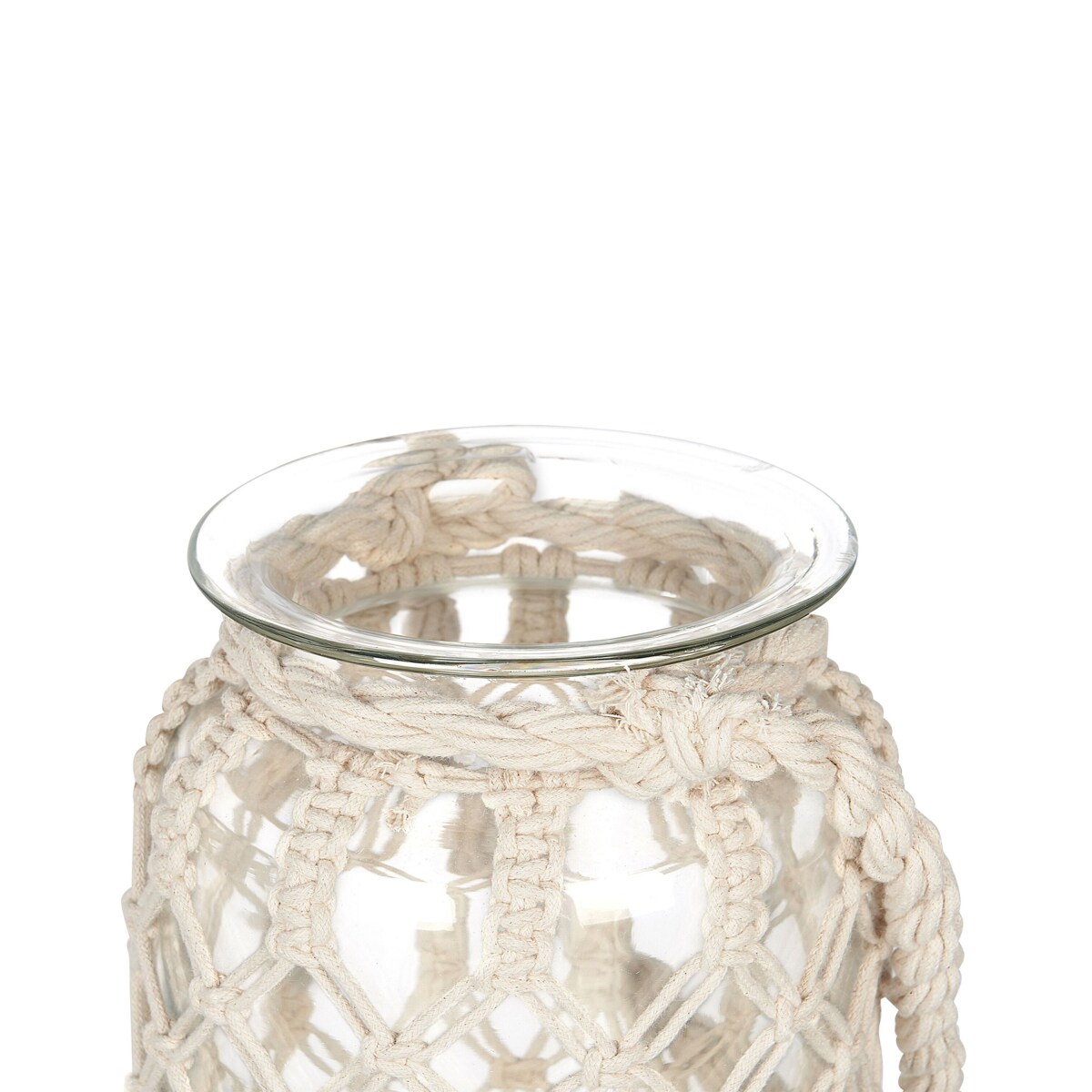 Lampion szklany makrama 31 cm biały JALEBI