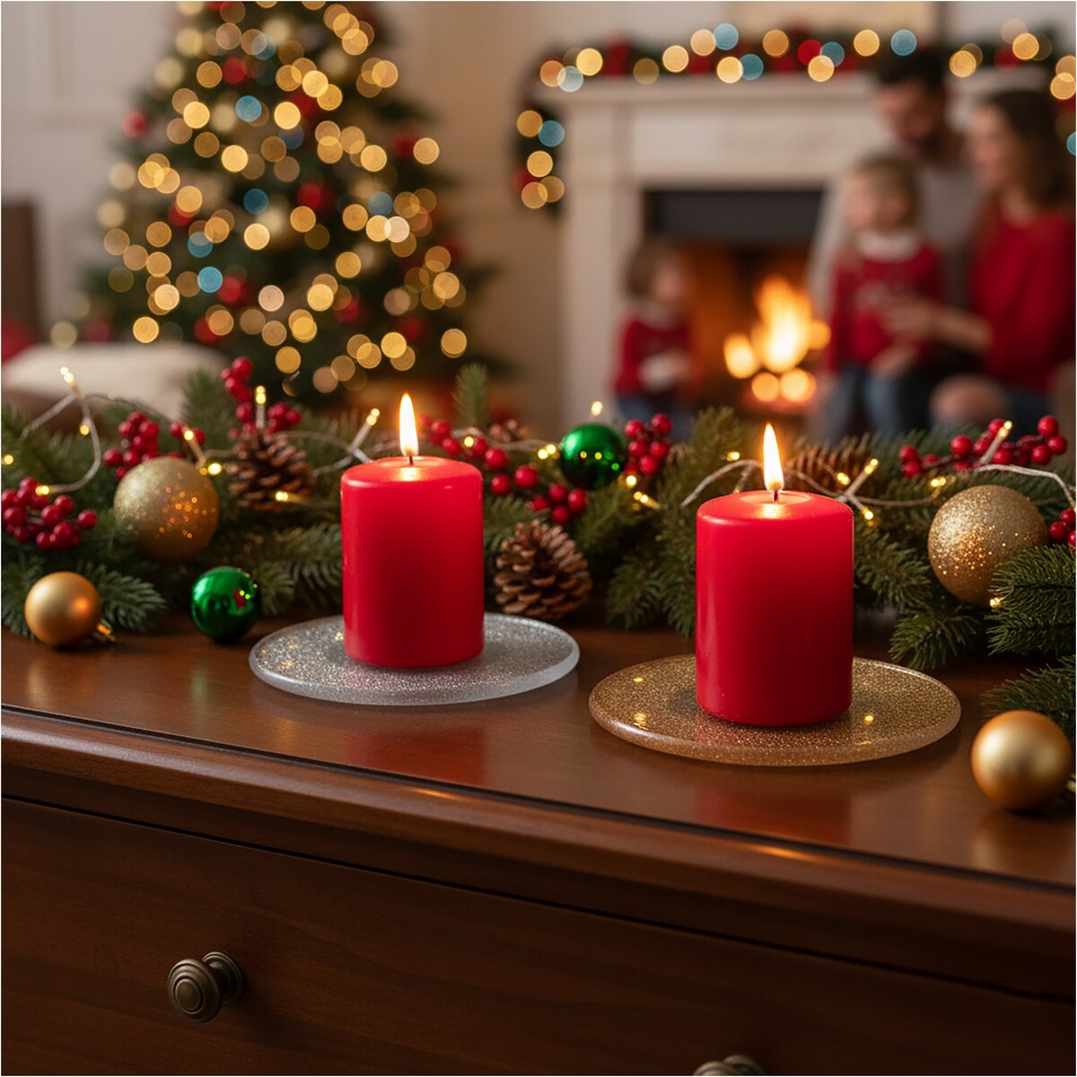 Podkładka Podstawka Pod Świecę Dekoracyjna Złota Z Brokatem 15 cm