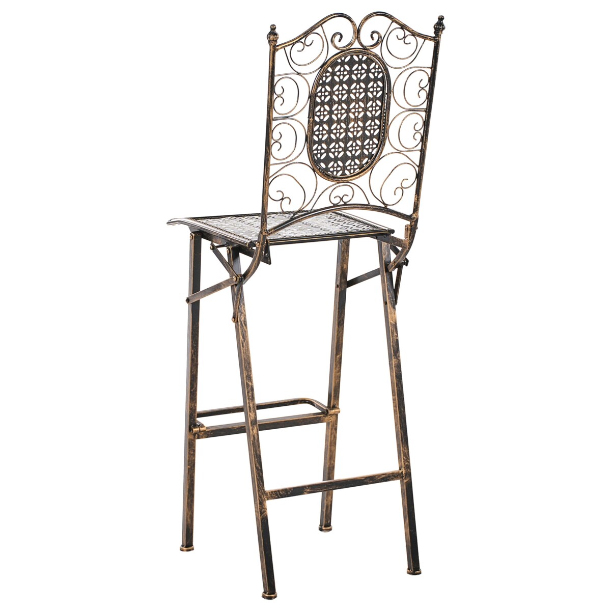 Zestaw 2 krzeseł barowych ogrodowych BORMIO Składane Metal Czarny