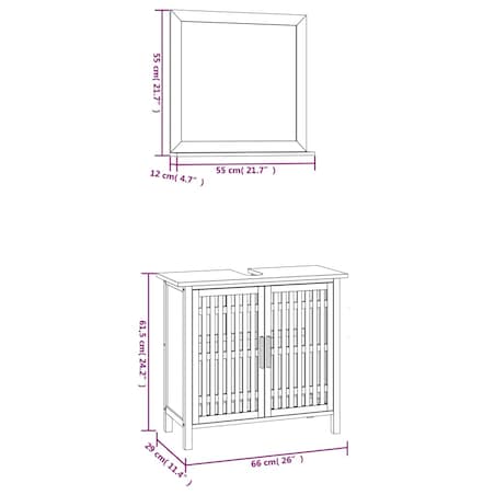 vidaXL 2-cz. zestaw mebli łazienkowych, lite drewno orzechowe