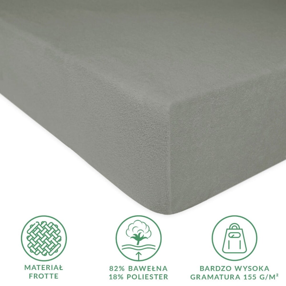 Prześcieradło z bawełny frotte z gumką 90x200 kolor szary