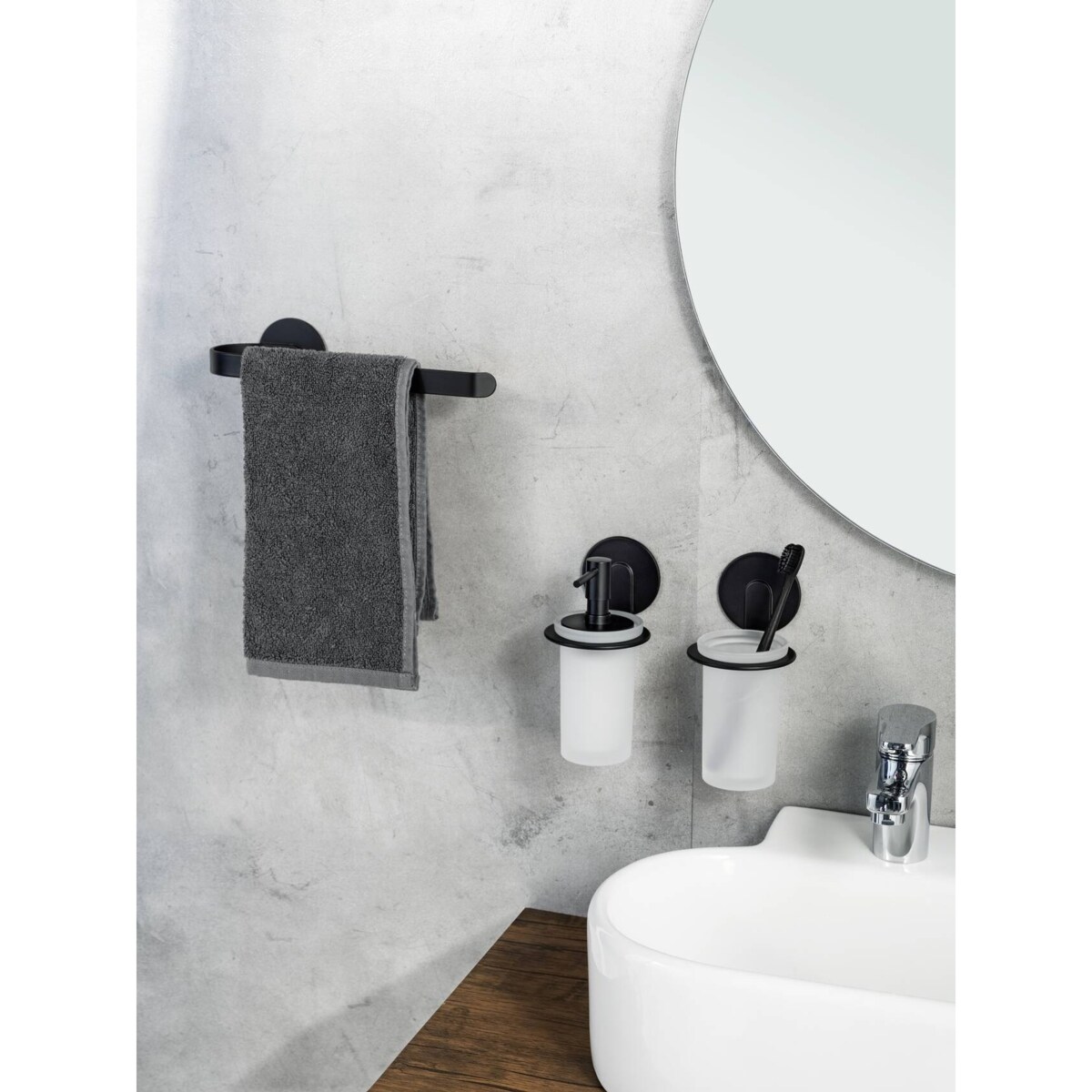 Aluminiowy uchwyt na ręcznik BIVIO, montaż bez wiercenia