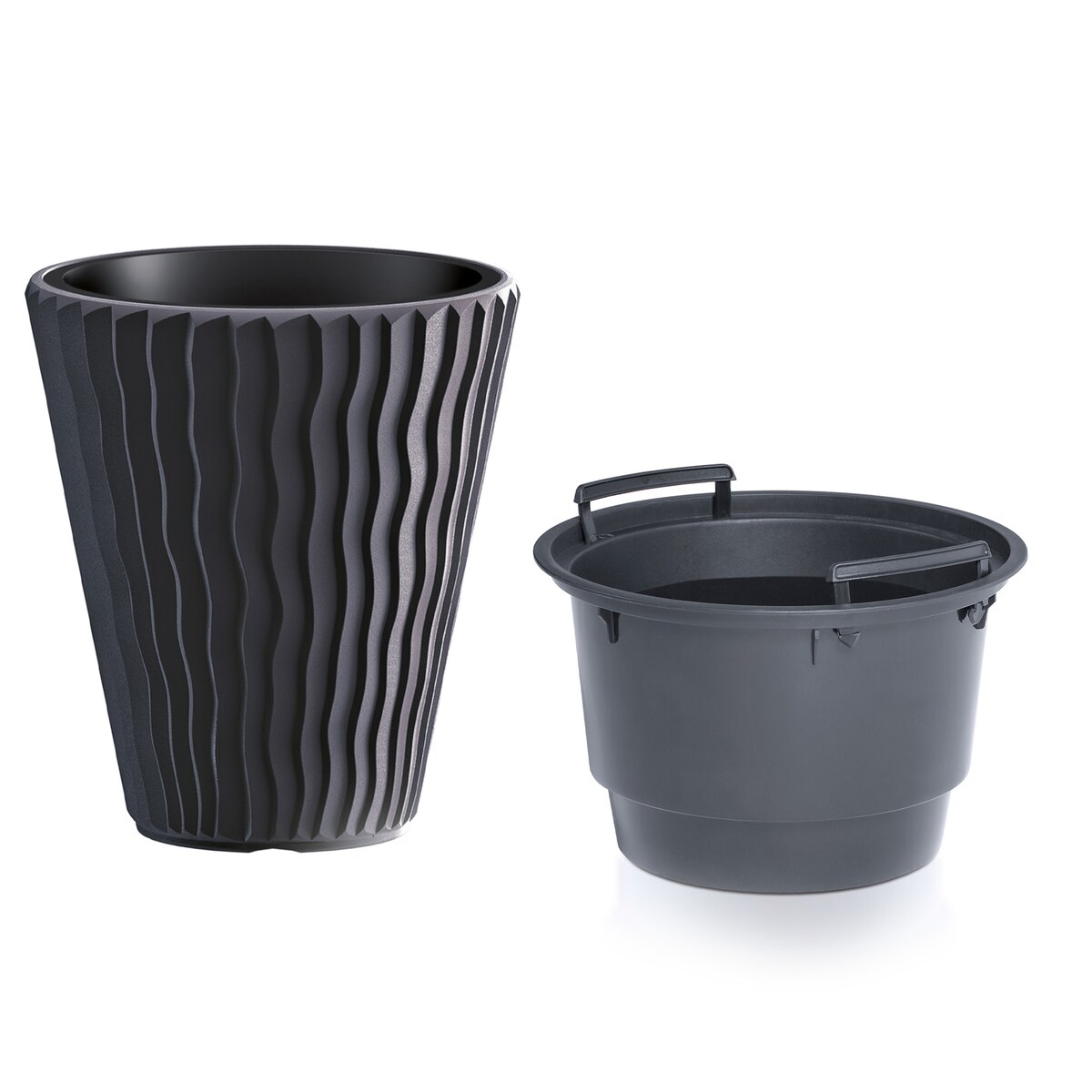 Doniczka Donica Ogrodowa 39 Cm Okrągła Na Taras Do Ogrodu Domu Antracytowa