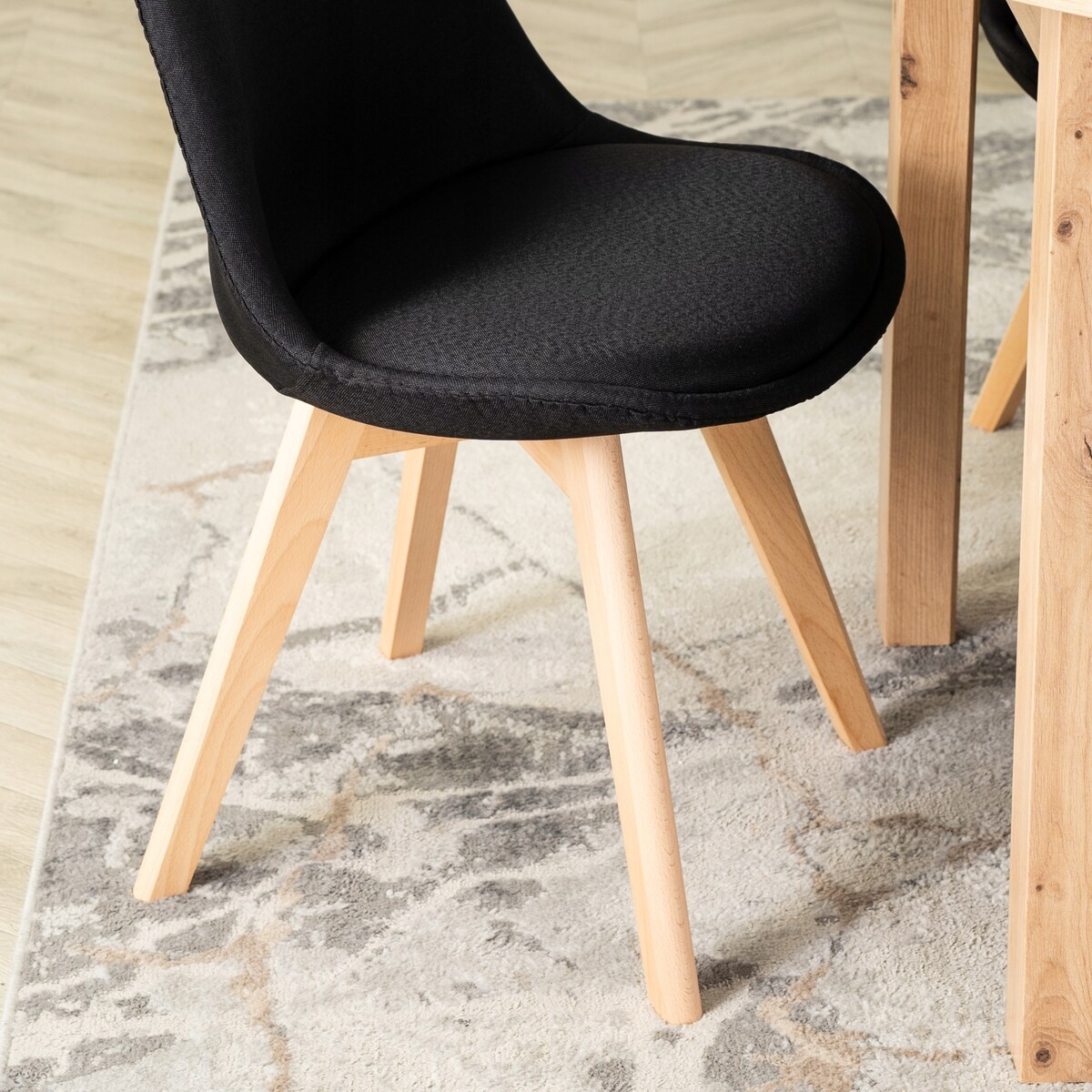 Krzesła Do Jadalni Kuchenne Tapicerowane Welurowe Zestaw Czarne NEVEL 4x
