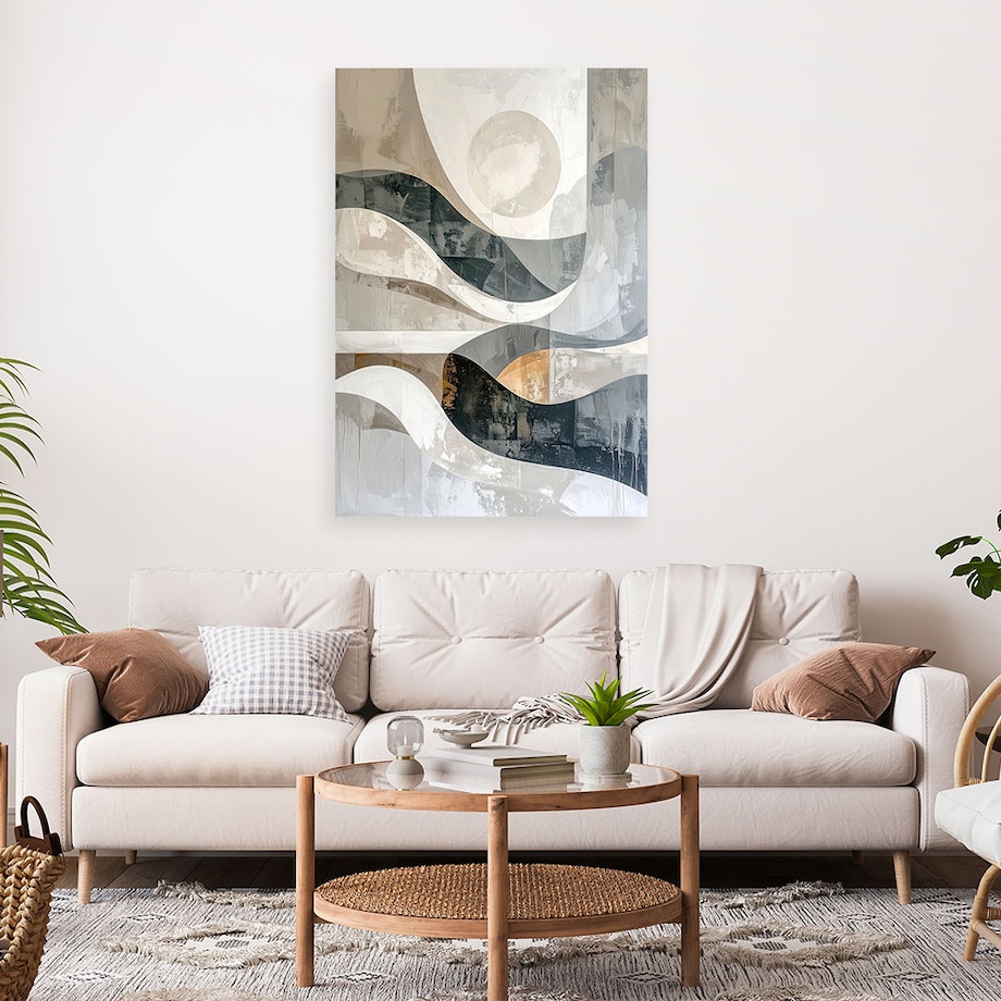 Obraz do salonu biura sypialni, Abstrakcja geometryczna fale 40x60 cm