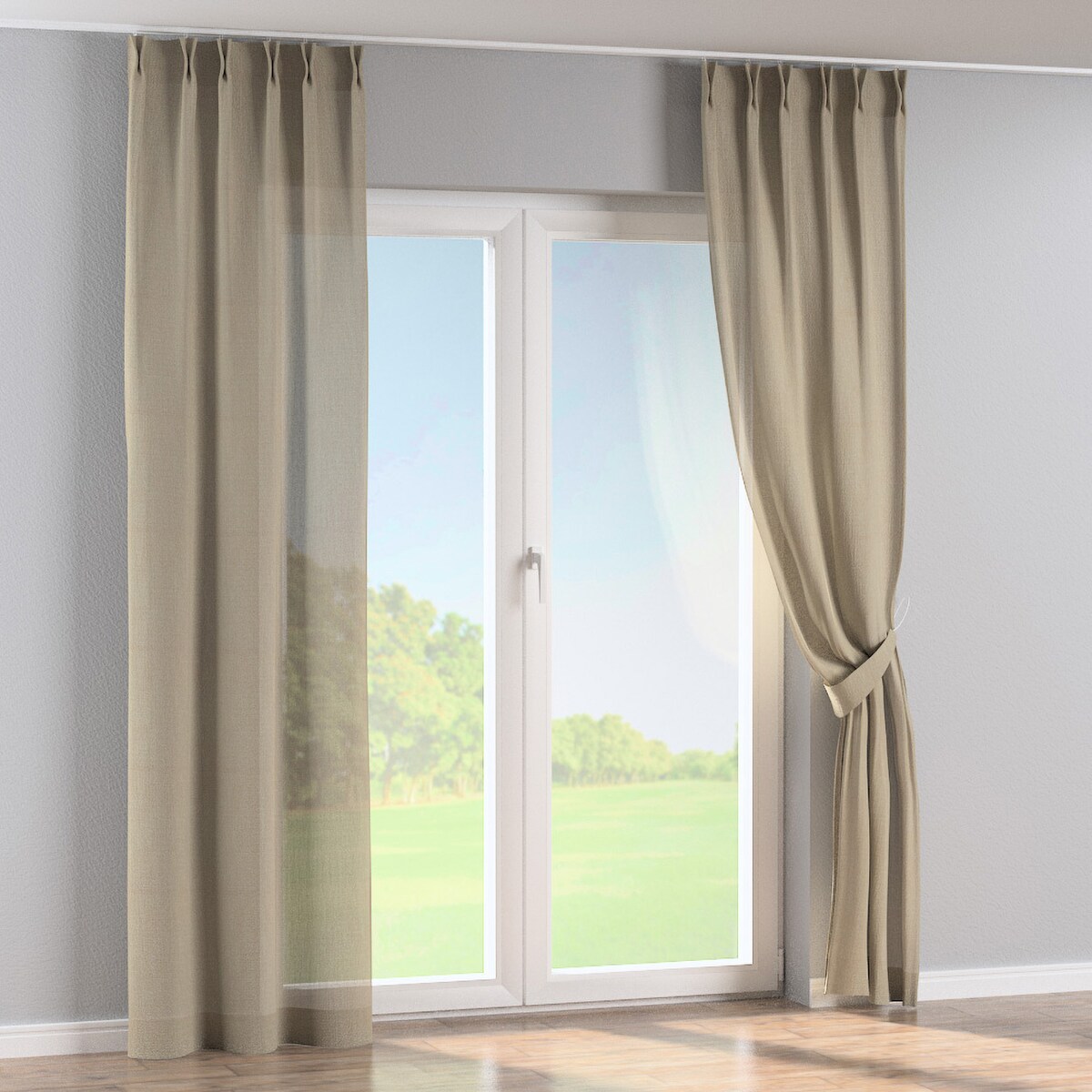 Zasłona na haczykach flex podwójnych 130x260 ciemny beż