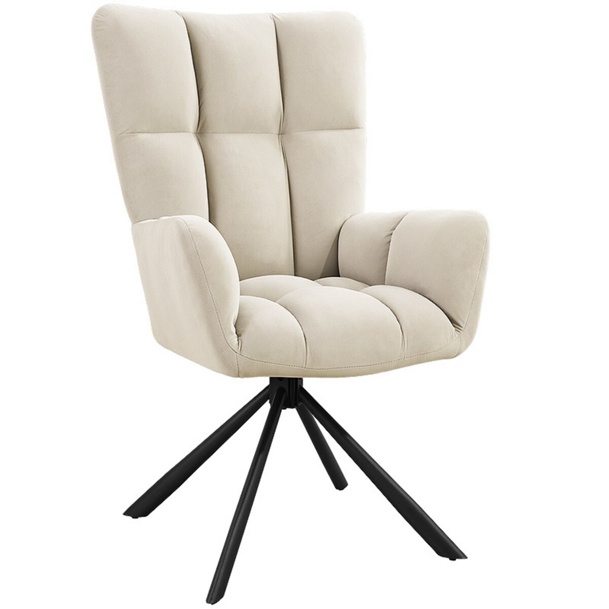Krzesło tapicerowane obrotowe 180 do salonu jadalni nowoczesne welurowe beżowy