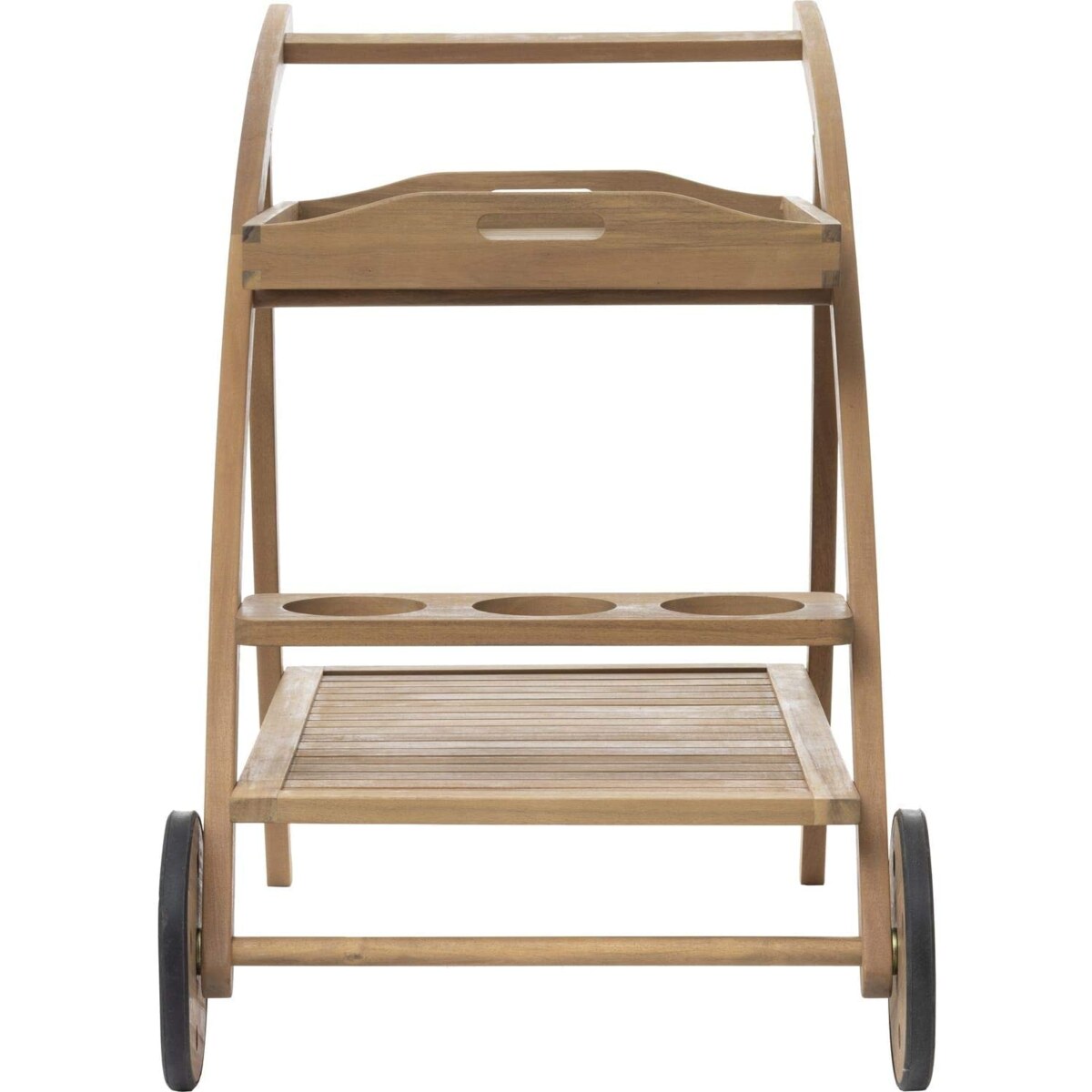 Barek ogrodowy na kółkach TIWI, ze zdejmowaną tacą, drewno akacjowe