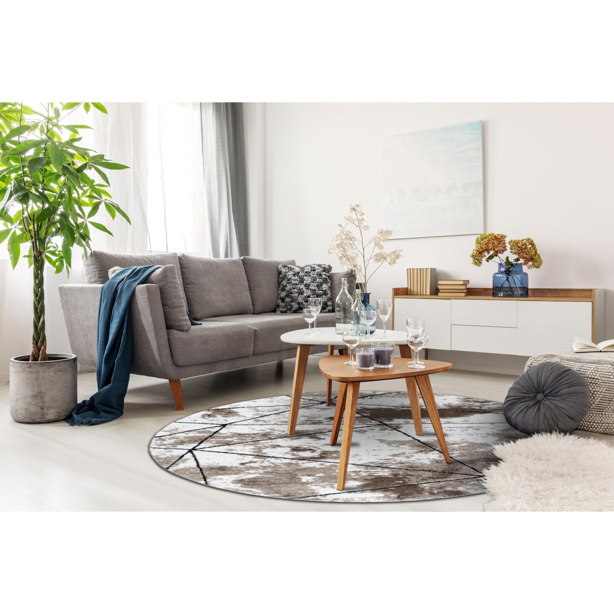 Dywan nowoczesny COZY Polygons Koło, koło 100 cm