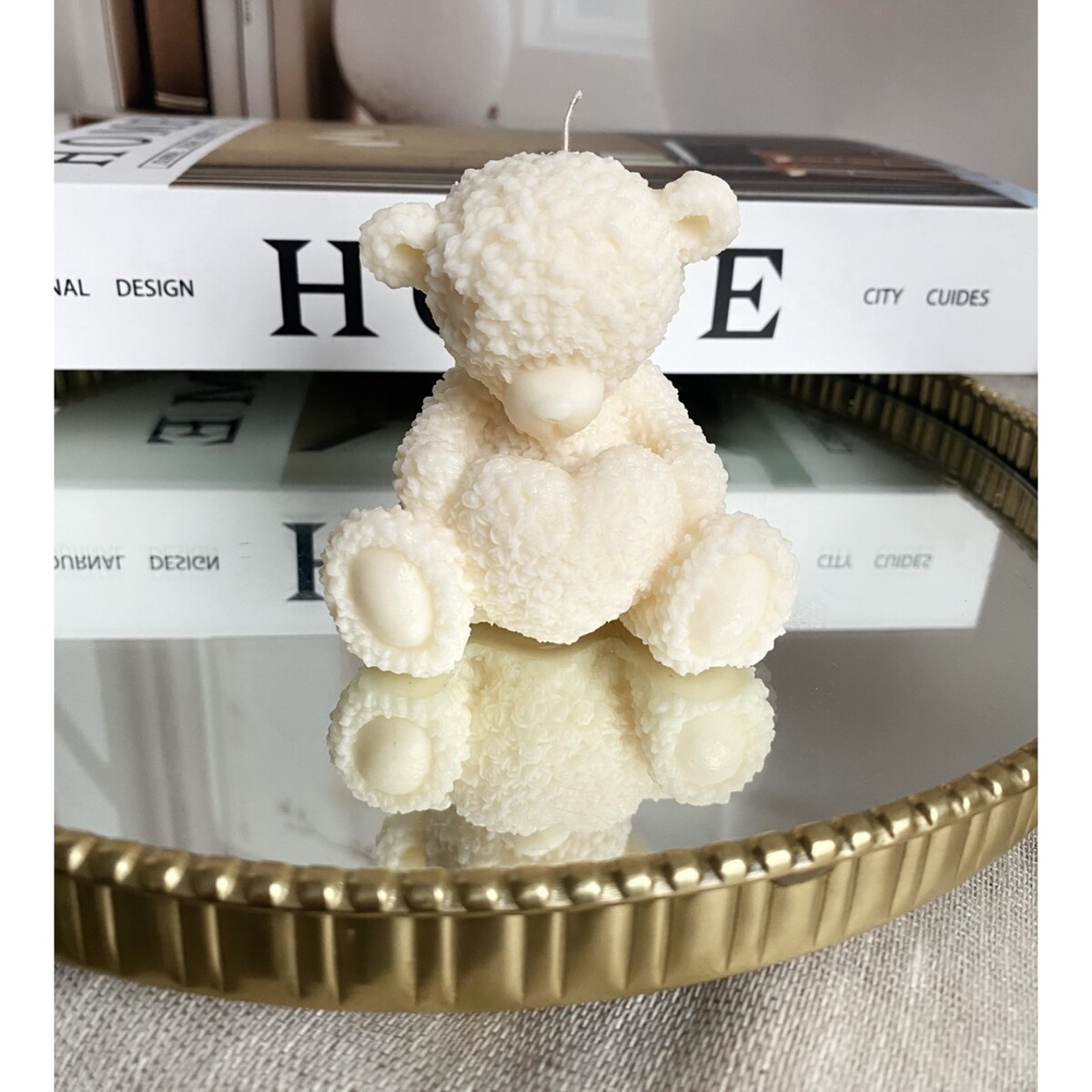 Świeca sojowa ekologiczna dekoracyjna miś misiu "Teddy Bear" 75x75mm biała