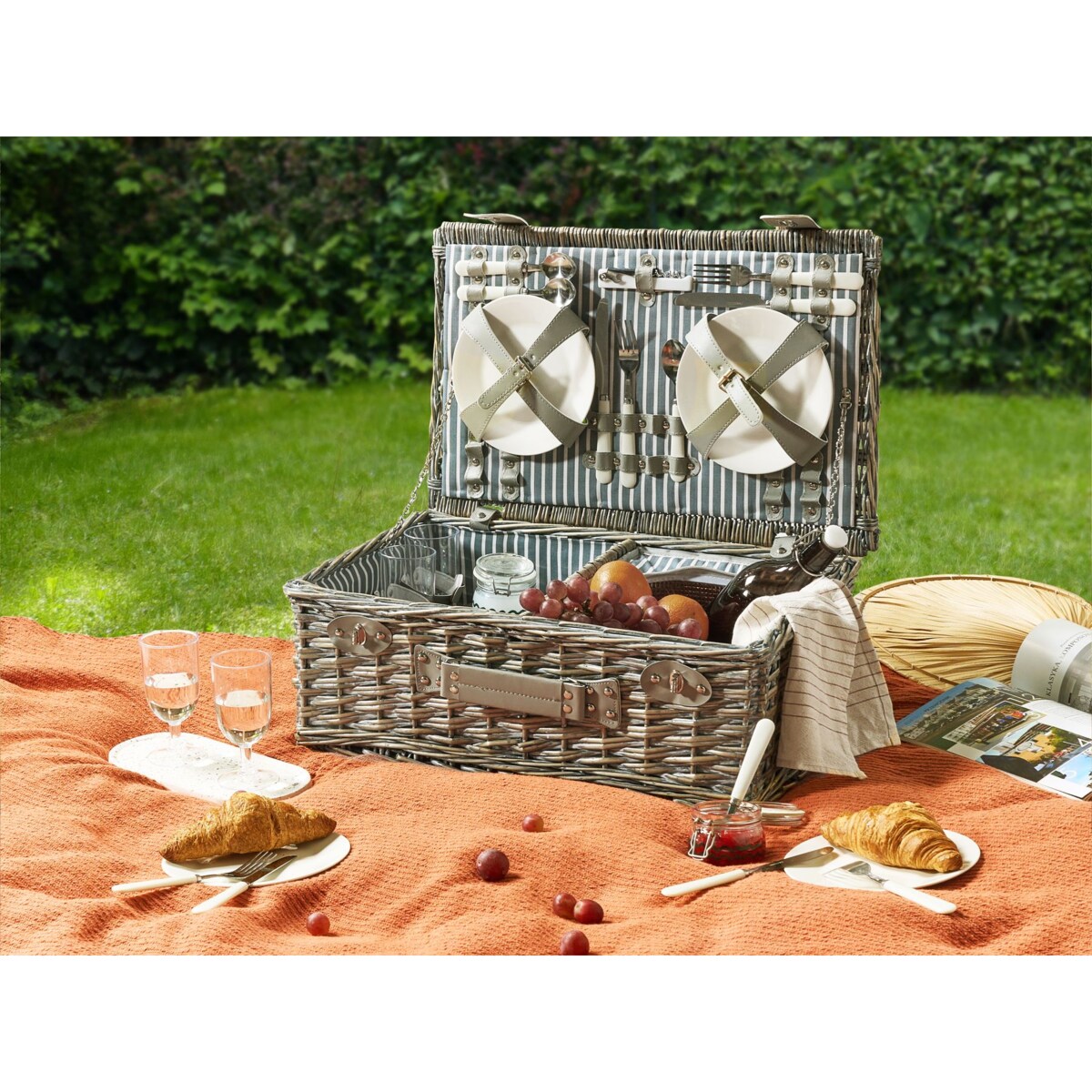 Kosz piknikowy FIGUE Plecionka Szary