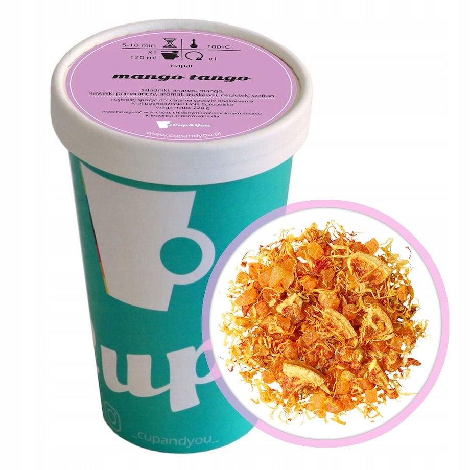 Sypana herbata owocowa MANGO TANGO ananas kawałki pomarańczy 220g premium