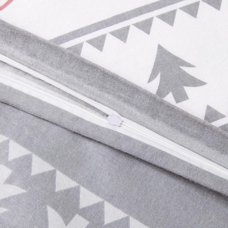 Pościel flanelowa 140x200 Amoria szara w serca i choinki, Flanelove