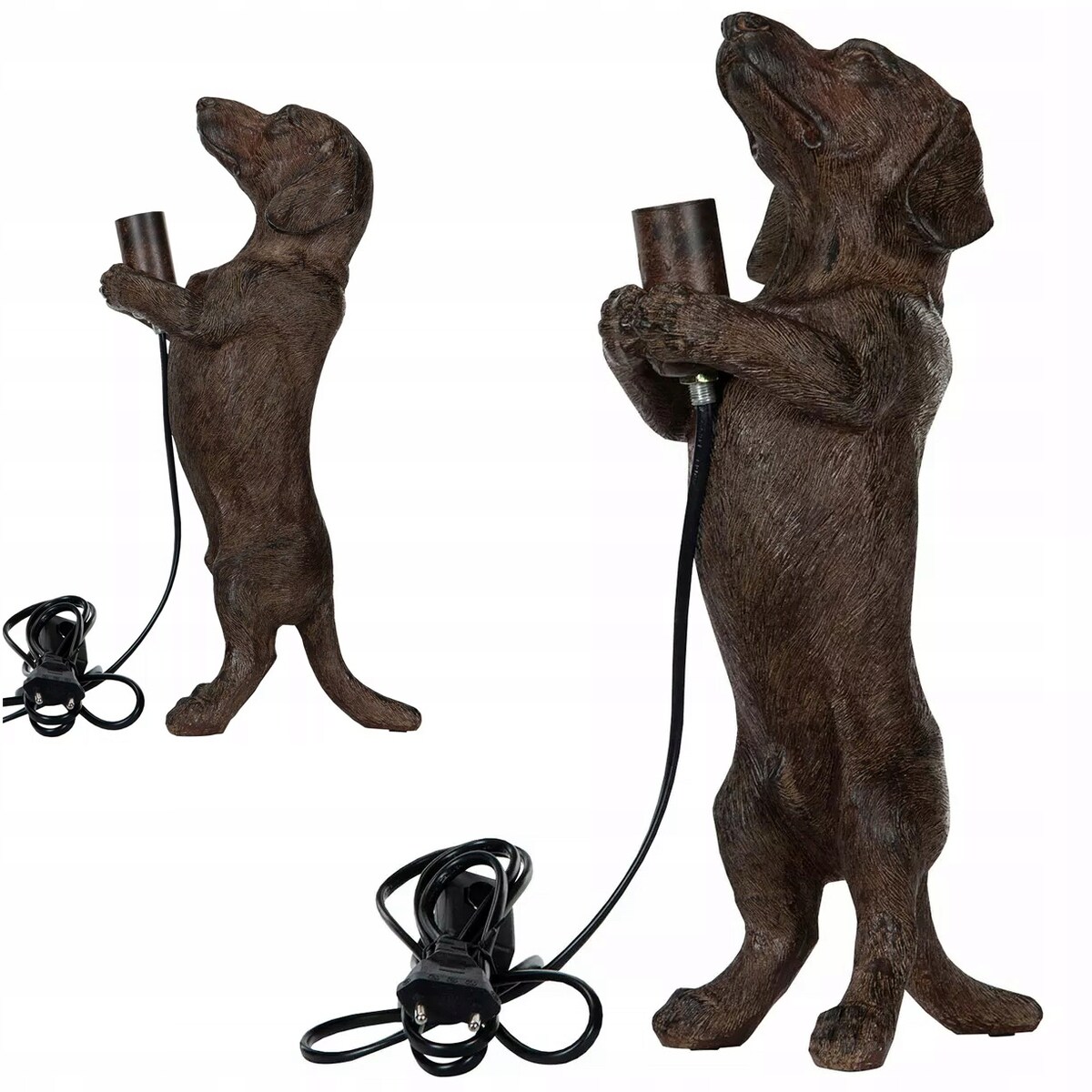 LAMPA JAMNIK PIES STOŁOWA BIURKOWA NOCNA lampka E14 brązowa ozdoba boho