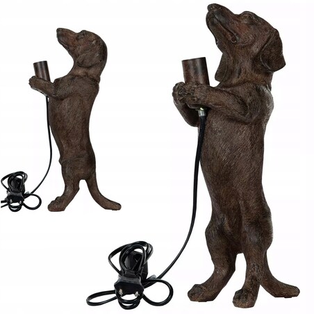 LAMPA JAMNIK PIES STOŁOWA BIURKOWA NOCNA lampka E14 brązowa ozdoba boho