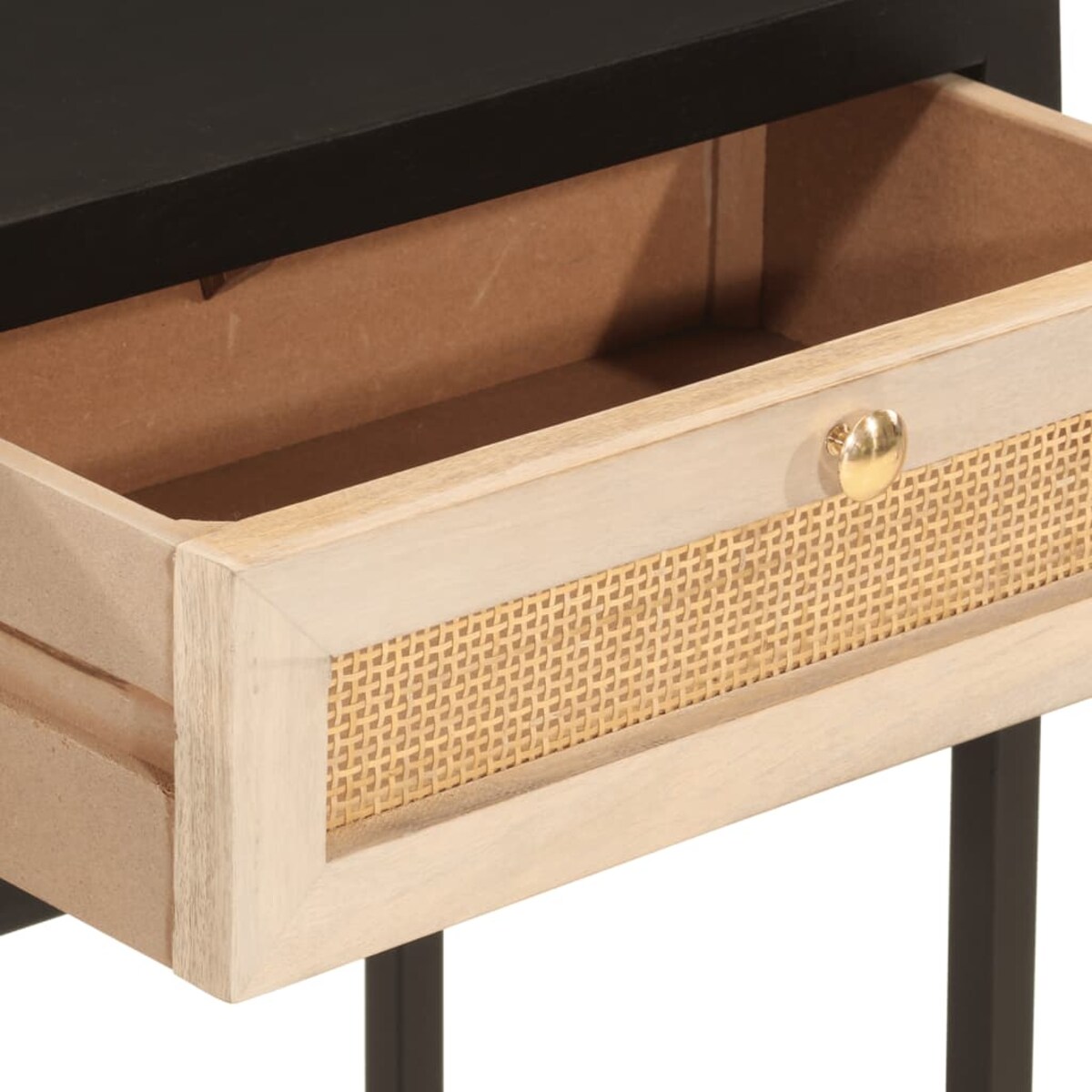 vidaXL Stolik konsolowy, czarny, 90x30x76 cm, drewno mango i żelazo