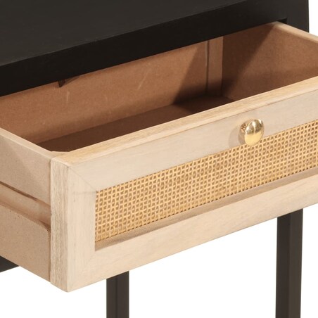 vidaXL Stolik konsolowy, czarny, 90x30x76 cm, drewno mango i żelazo