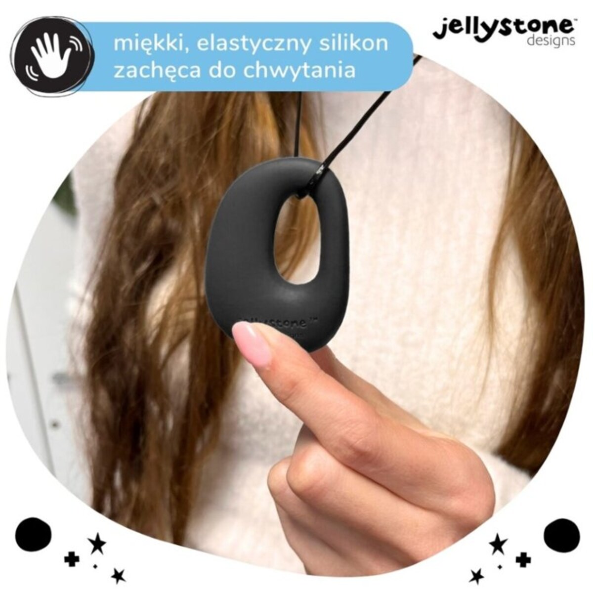 Gryzak wisiorek, czarny, Jellystone Designs