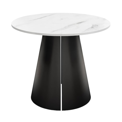 Okrągły stół rozkładany LAVA, średnica 120cm, czarny / Marmur Bianco