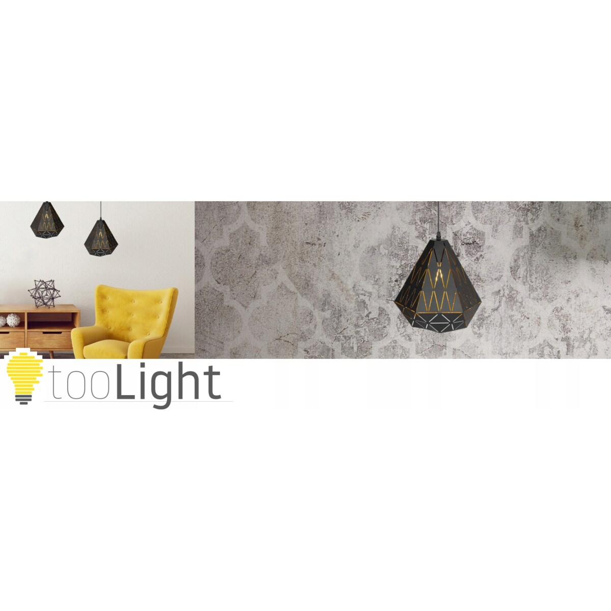 Lampa Sufitowa Wisząca Geometryczna Loft Czarna
