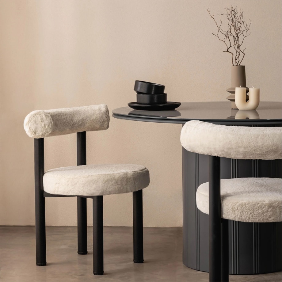 Krzesło do jadalni ecru/czarne nogi 75x58x81 cm PEDRITO - II, 2 szt.