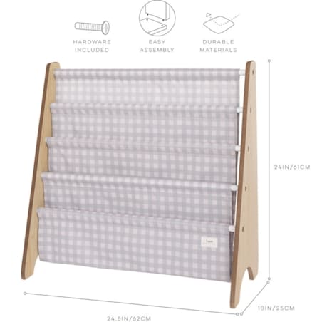 3 Sprouts Stojak na Książki Recycled Gingham Blue
