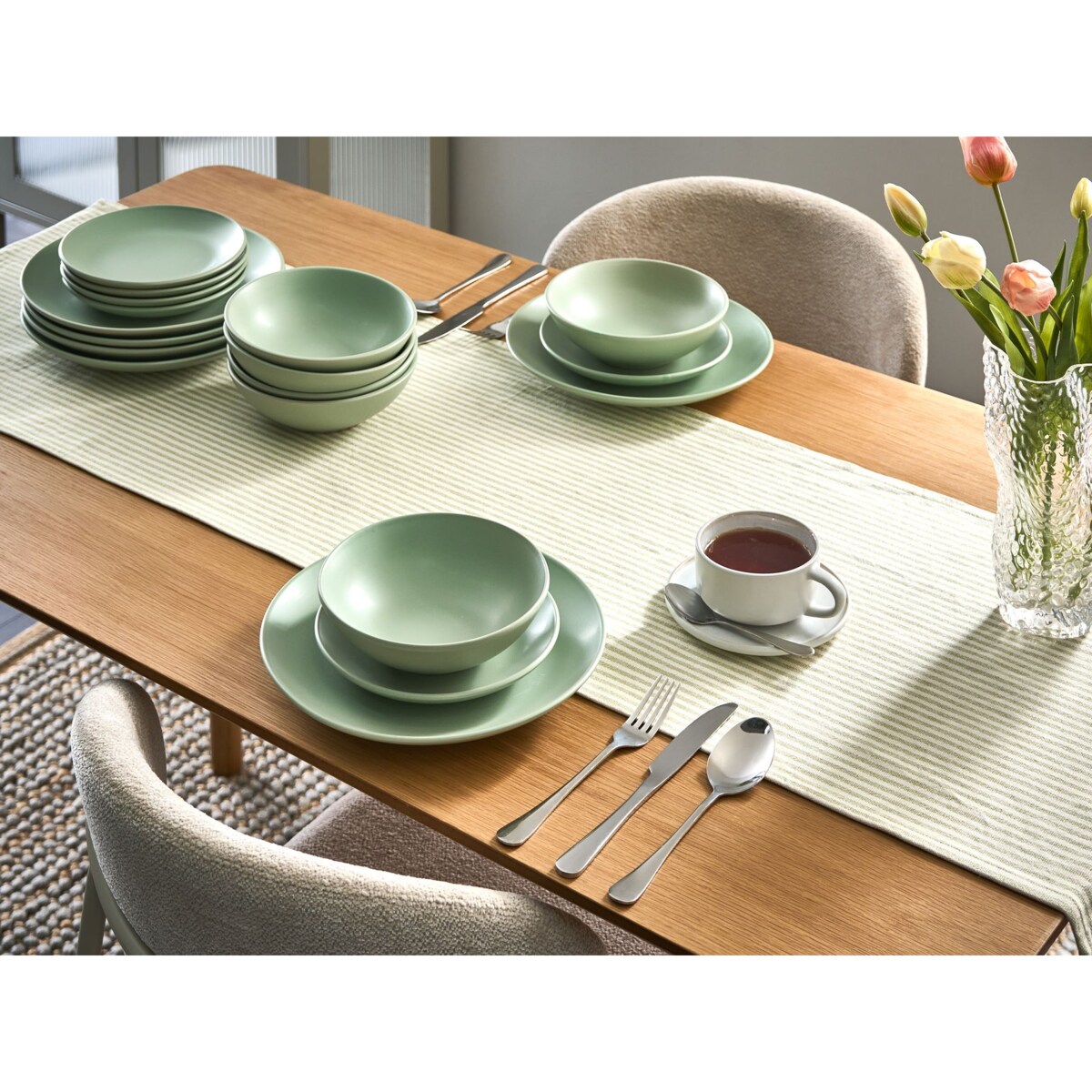 Zastawa stołowa 18-częściowa VIVANI Kamionka Zielony