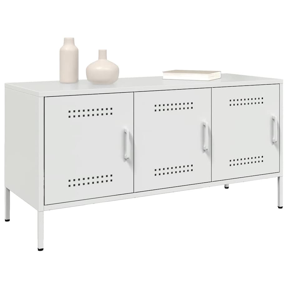 vidaXL Szafka pod telewizor, biała, 100,5x39x50,5 cm, stalowa