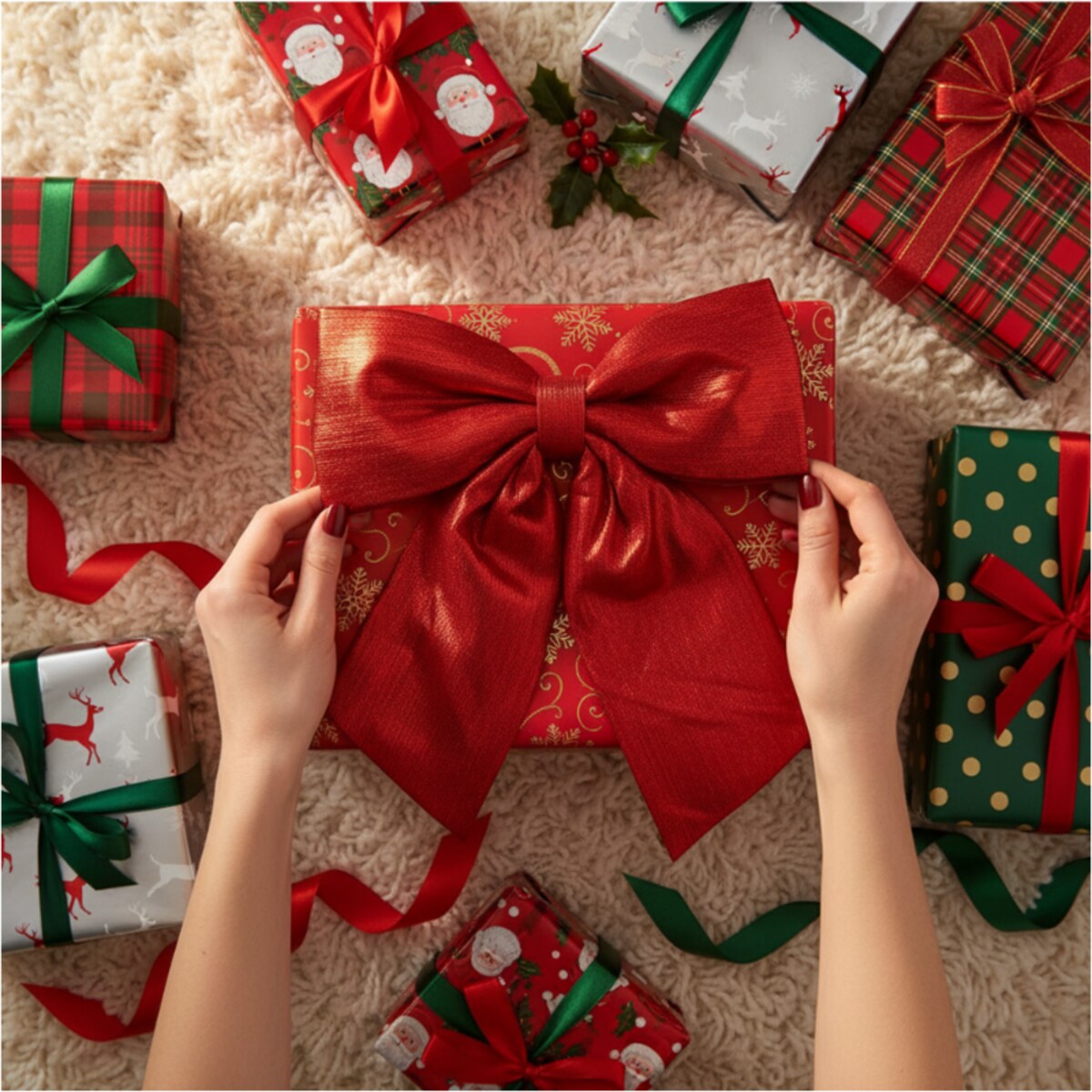 Kokarda Świąteczna Na Choinkę 33 Cm Kominek Na Boże Narodzenie Dekoracja Czerwona