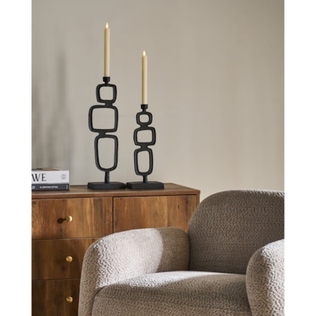 Zestaw 2 świeczników SIPANJE Metal 35/48 cm Czarny