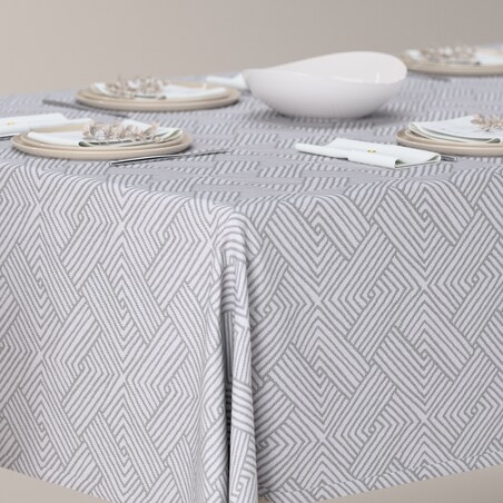 Obrus prostokątny 130 x 130 cm szare wzory geometryczne
