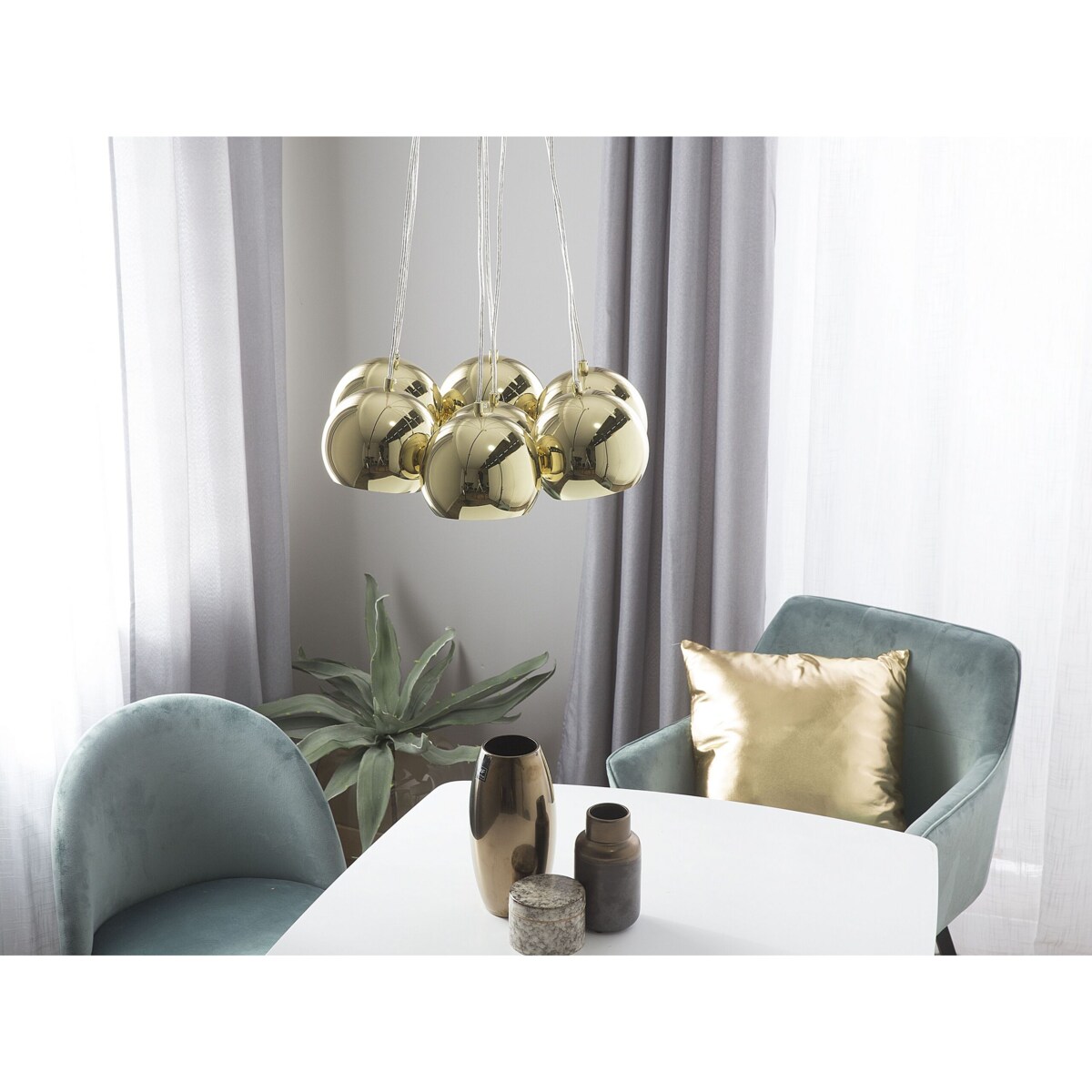 Lampa wisząca 7 kloszy metalowa złota OLZA