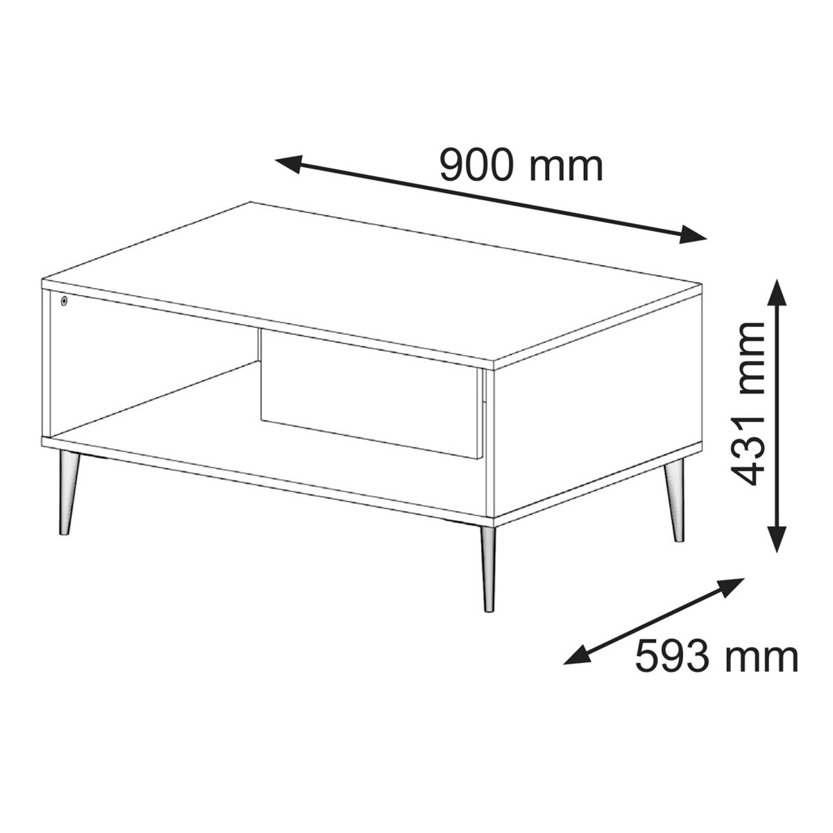 Ravenna B Stolik Kawowy 90x60 Czarny Mat Na Szpilkach | Home&you