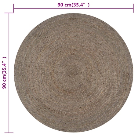 vidaXL Ręcznie robiony dywanik z juty, okrągły, 90 cm, szary