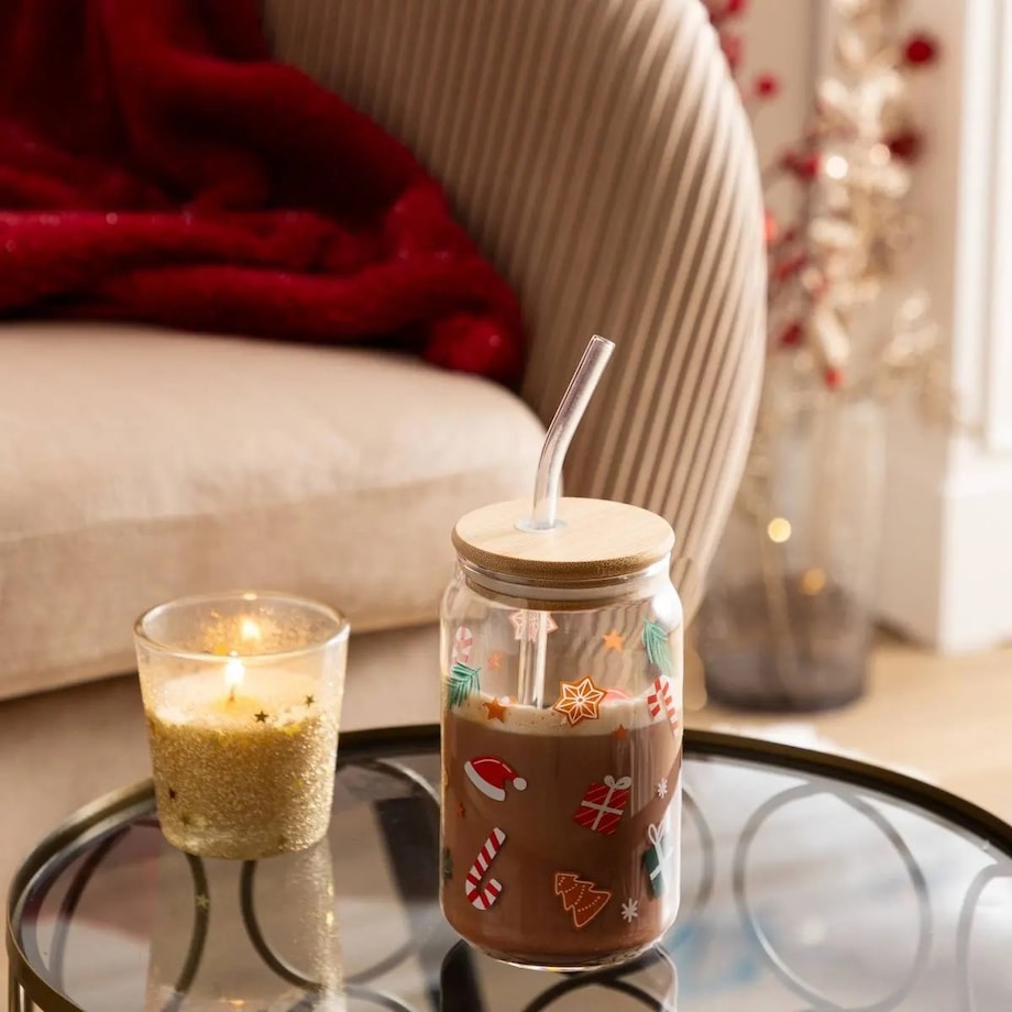 Komplet 4 szklanek ze słomką Winter 480 ml