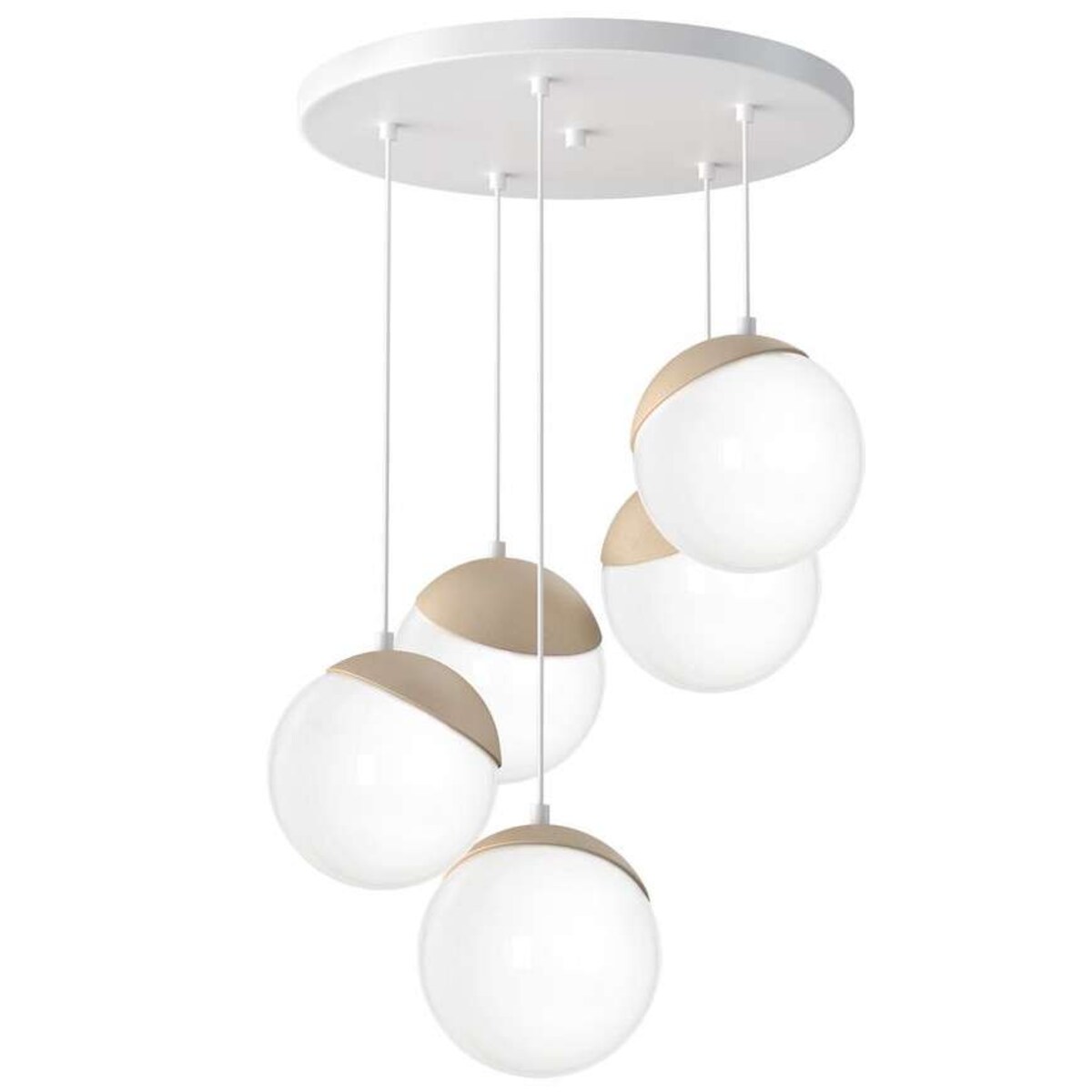 Skandynawska LAMPA wisząca SFERA WOOD MLP5426 Milagro loftowa OPRAWA zwis szklane kule kaskada biała drewno