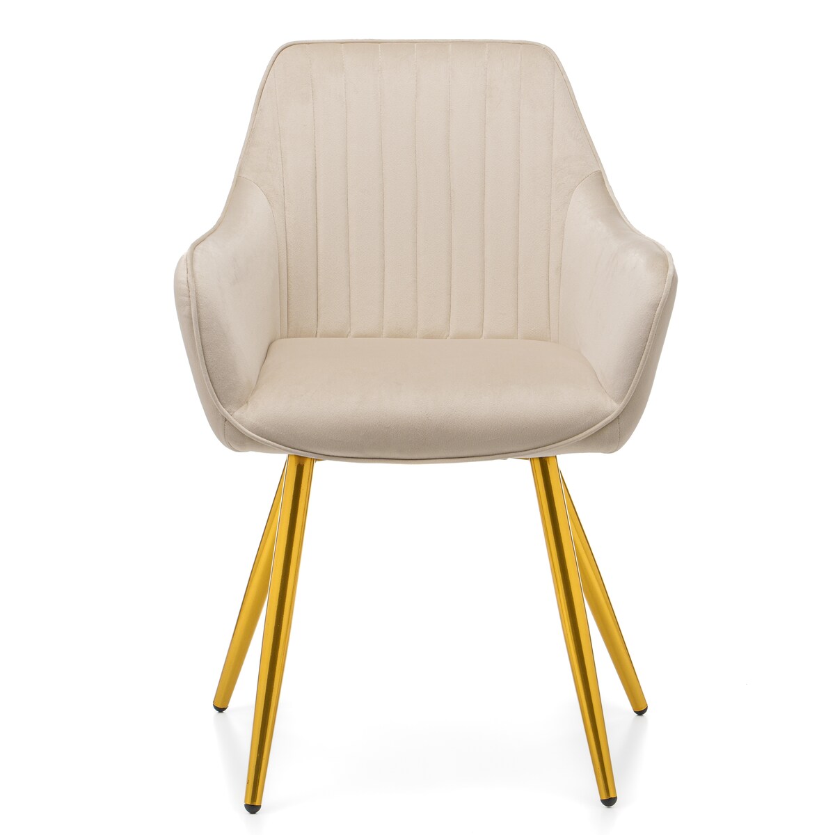Krzesło tapicerowane pikowane welurowe do salonu jadalni nowoczesne PASSO beżowe złota noga
