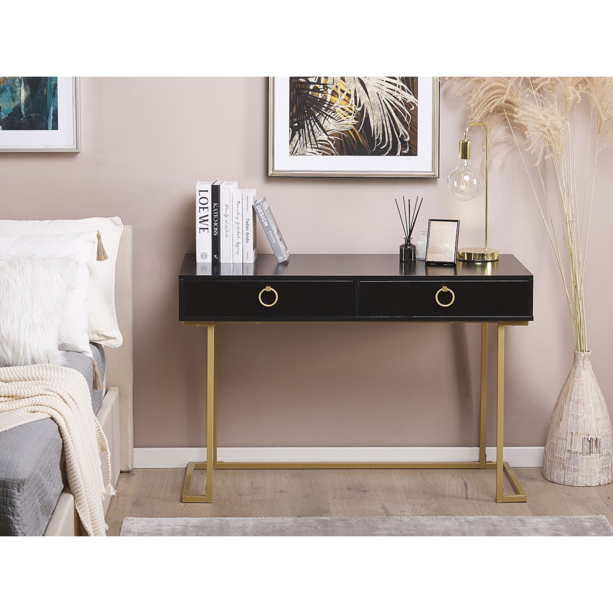Konsola WESTPORT Czarny/ złoty 115 cm 50 cm z szufladami