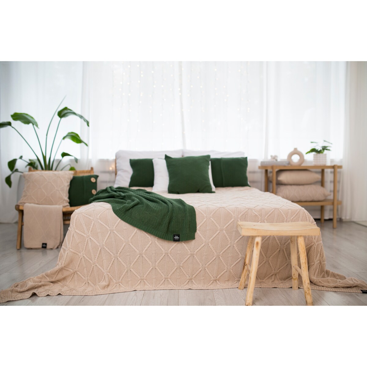 Pled boho zielony, 130 x 160 cm, La Manta