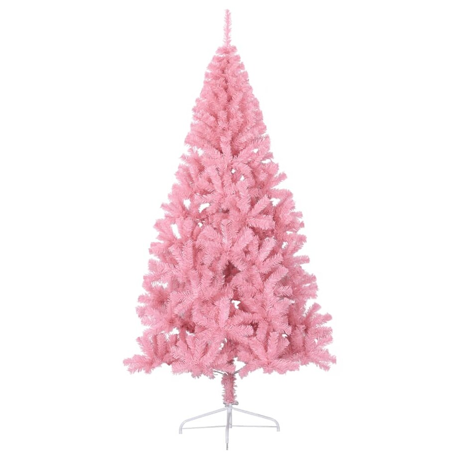 vidaXL Sztuczna choinka połówka ze stojakiem, różowa, 210 cm, PVC