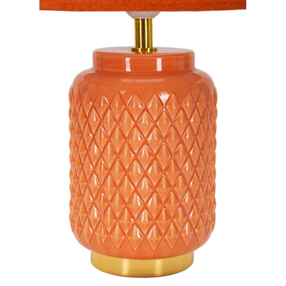 Lampa stołowa, kolor pomarańczowy, ceramika, żelazo i tkanina, 28 x 28 x 44 cm, kształt kwadratowy, 1 x E27, do salonu i sypialni, Mauro Ferretti
