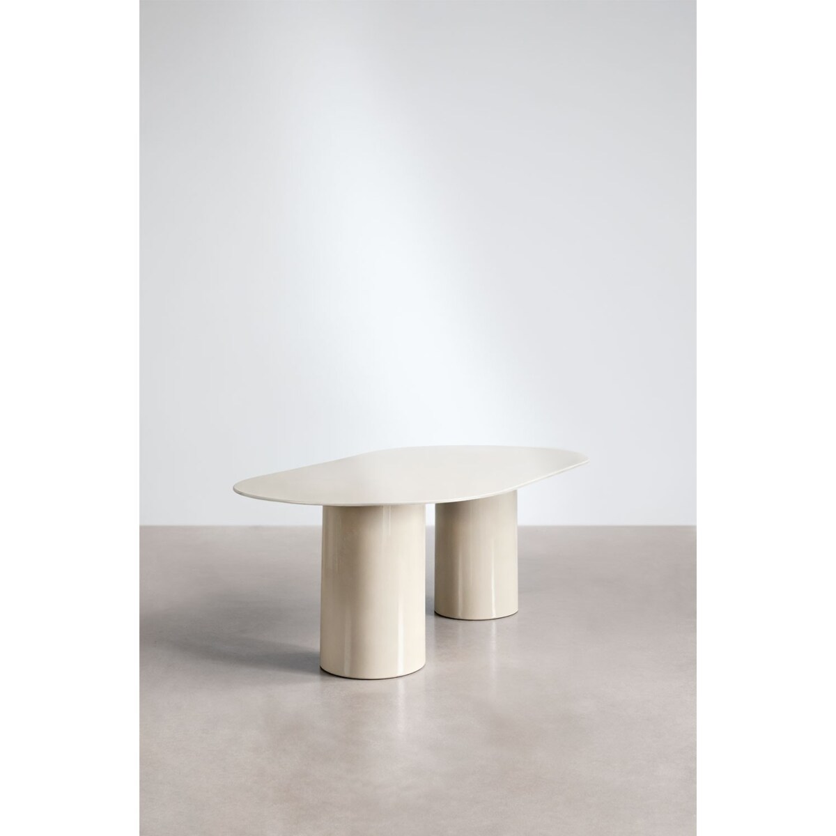 Stół do jadalny 220x110 cm ze szkła hartowanego i MDF Asgri, kremowy