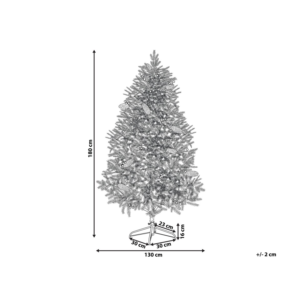 Sztuczna choinka ze światełkami 180 cm zielona JACINTO