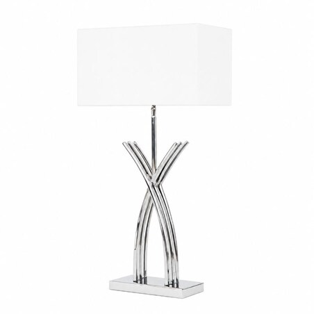 Srebrna lampa do salonu w stylu modern z białym abażurem ROTA