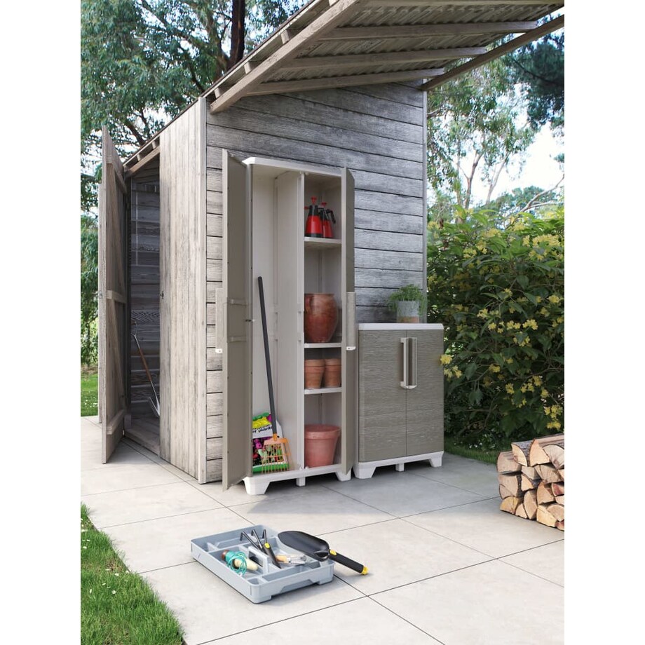 Keter Uniwersalna szafa ogrodowa Wood Grain, kremowy i taupe, 182 cm