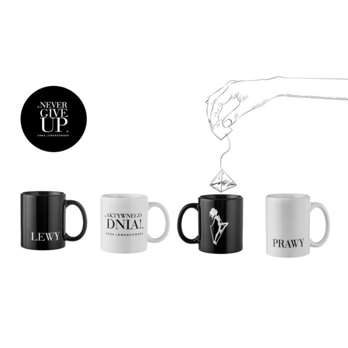 Kubek „Never Give Up” biały HPBA Anna Lewandowska, 300 ml, Healthy Plan by Ann