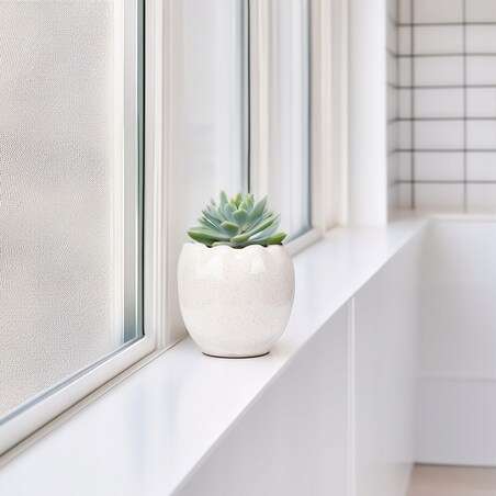 DONICZKA BIAŁA NA SUKULENTY mała 9cm ceramiczna okragła na parapet szafkę