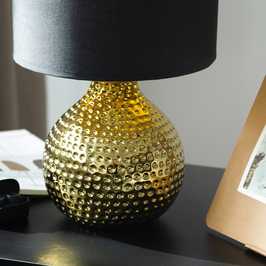 KONSIMO NIPER elegancka lampa stołowa złoto-czarny